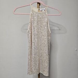 MACARON Champagne Sequin Tank Top SZ Small Festival Cocktail